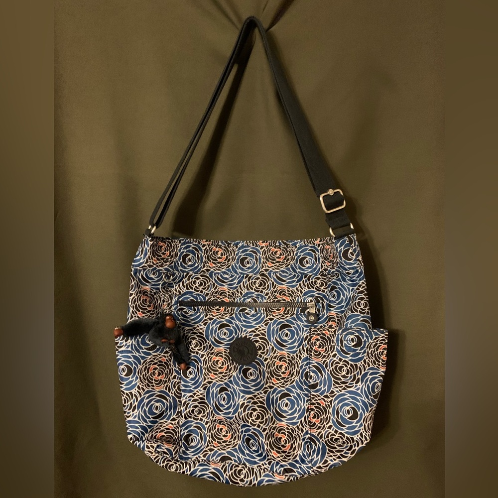 Kipling Blue and Black Floral Crossbody Bag